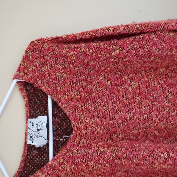 Large Michael Simon New York Multicolor Bright Colorful Sweater Orange Red - Picture 7 of 16